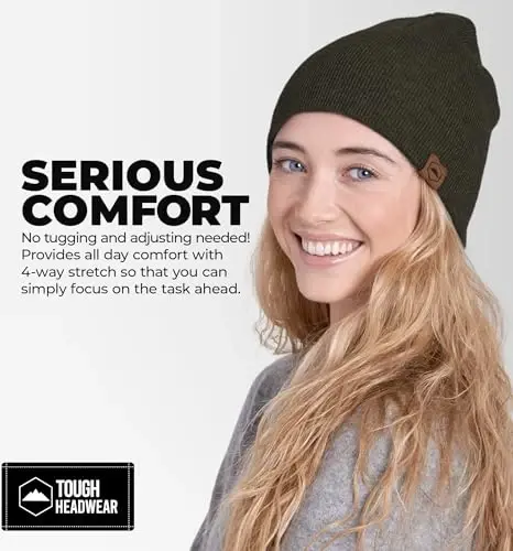 Tough Headwear Daily Knit Beanie Hat - Thermal Warmth Winter Hat - Breathable, Stretch Fit Beanie for Women & Men - 6