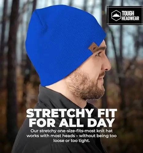 Tough Headwear Knit Beanie Hat - Stretch Fit Winter Hats for Men - Breathable Beanie for Women - Durable Acrylic Winter Cap - 5
