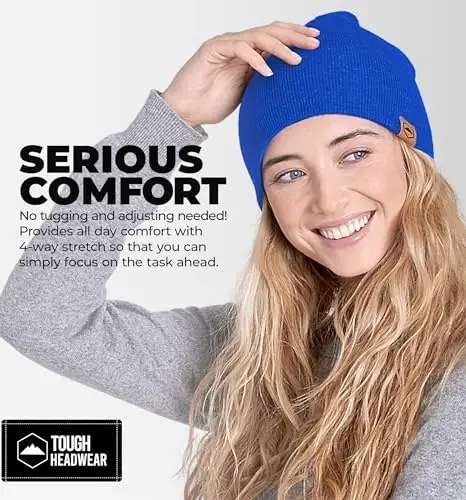 Tough Headwear Knit Beanie Hat - Stretch Fit Winter Hats for Men - Breathable Beanie for Women - Durable Acrylic Winter Cap - 6