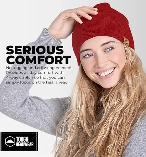 Tough Headwear Daily Knit Beanie Hat - Thermal Warmth Winter Hat - Breathable, Stretch Fit Beanie for Women & Men - 6
