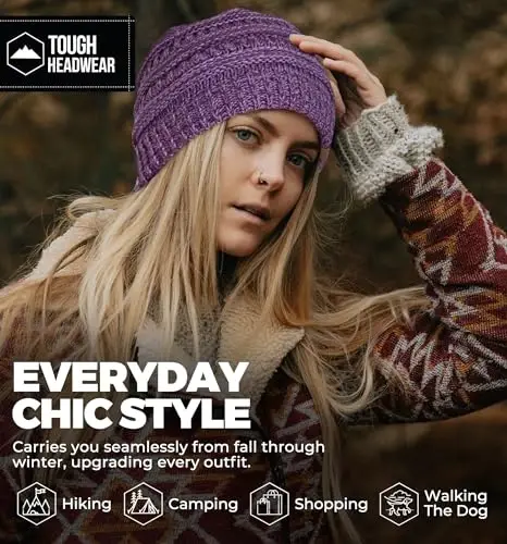 Tough Headwear Womens Winter Hat - Warm Chunky Cable Knit Beanies - Winter Beanie Hats for Women Cold Weather - Beanies Women - 6
