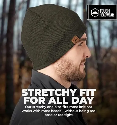 Tough Headwear Kundalik Triko Shapka - Termal Issiqlik Qishki Shapka - Nafas Oluvchi, Ayollar va Erkaklar uchun Cho'ziluvchan Shapka - 5