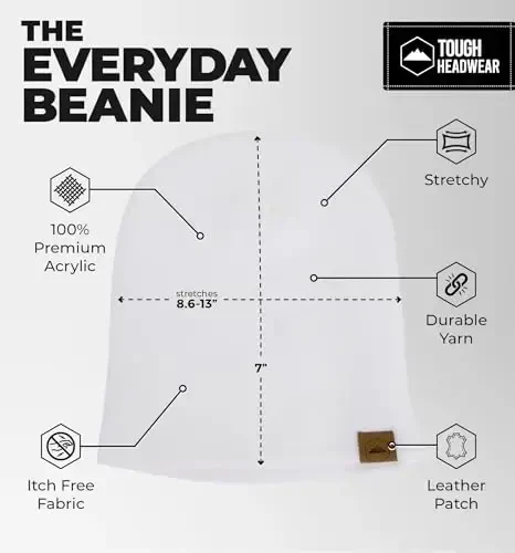 Tough Headwear Kundalik Trikotaj Beanie Shlyapa - Termal Issiqlik Qishki Shlyapa - Nafas Oluvchi, Ayollar va Erkaklar uchun Stretch Fit Beanie - 3