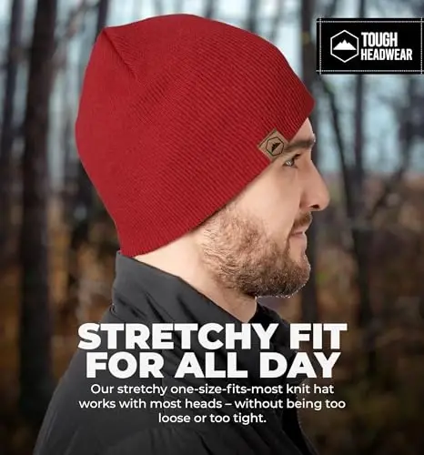 Tough Headwear Kundalik Trikotaj Shapka - Termal Issiqlik Qishki Shapka - Nafas Oluvchi, Ayollar va Erkaklar uchun Cho'ziluvchan Shapka - 5