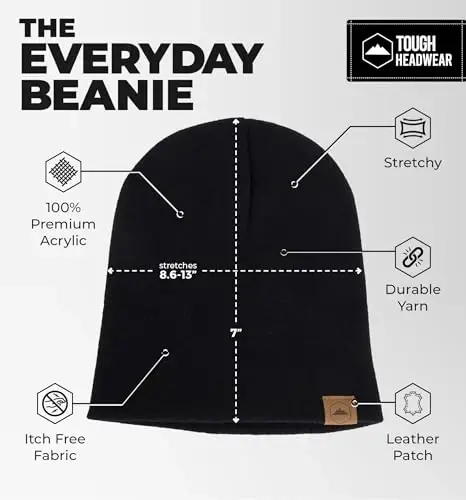 Tough Headwear Kundalik Trikotajli Shapka - Termal Issiq Qishki Shapka - Nafas oladigan, Ayollar va Erkaklar uchun Cho'ziluvchan Shapka - 3