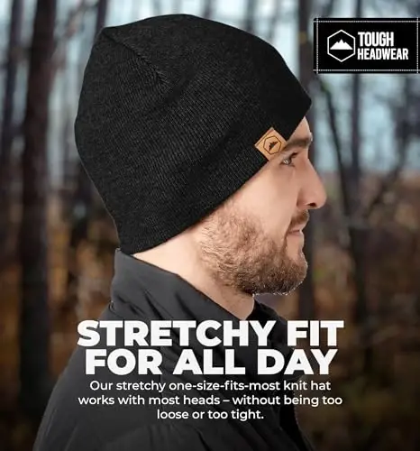 Tough Headwear Kundalik Trikotajli Shapka - Termal Issiq Qishki Shapka - Nafas oladigan, Ayollar va Erkaklar uchun Cho'ziluvchan Shapka - 5