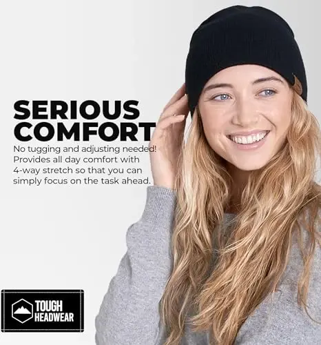 Tough Headwear Kundalik Trikotajli Shapka - Termal Issiq Qishki Shapka - Nafas oladigan, Ayollar va Erkaklar uchun Cho'ziluvchan Shapka - 6