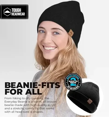 Tough Headwear Kundalik Trikotajli Shapka - Termal Issiq Qishki Shapka - Nafas oladigan, Ayollar va Erkaklar uchun Cho'ziluvchan Shapka - TOUGH HEADWEAR (1)