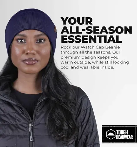 Tough Headwear Cuff Beanie Hat - All-Season Winter Cap - Stretch Fit Women & Mens Beanie - Durable Knit Unisex Winter Caps - TOUGH (1)