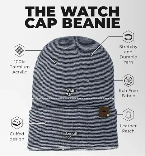 Tough Headwear Cuff Beanie Hat - All-Season Winter Cap - Stretch Fit Women & Mens Beanie - Durable Knit Unisex Winter Caps - 3