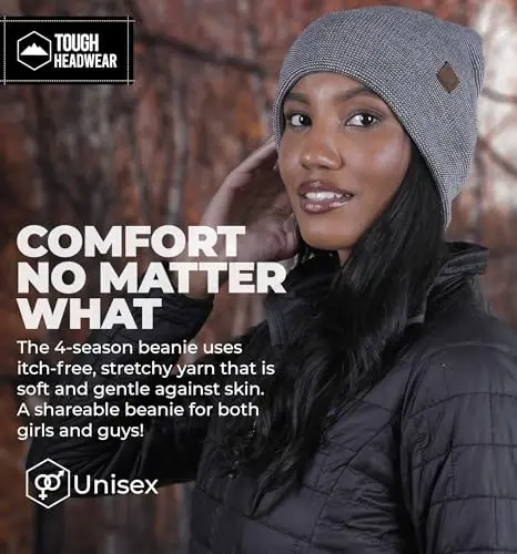 Tough Headwear Cuff Beanie Hat - All-Season Winter Cap - Stretch Fit Women & Mens Beanie - Durable Knit Unisex Winter Caps - 4