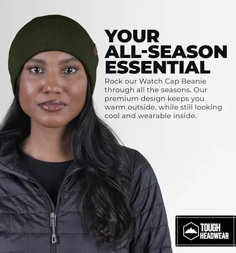 Tough Headwear Cuff Beanie Hat - All-Season Winter Cap - Stretch Fit Women & Mens Beanie - Durable Knit Unisex Winter Caps - TOUGH (1)