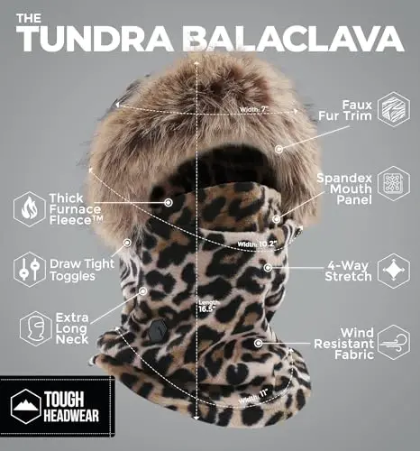 Tough Headwear Fleece Balaclava Ski Mask - Windproof Face Covering - Ski Mask for Cold Weather Gear - Winter Accessories - 3