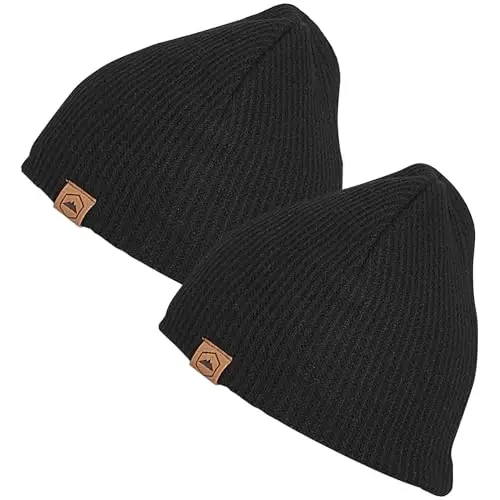 Tough Headwear Ribbed Beanie Hat - Four-Way Stretch Beanie for Women & Men - Lightweight, Soft Acrylic Knit Winter Hat - 1