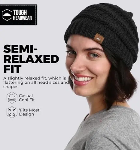 Tough Headwear Slouchy Beanie Hat - Itch-Free Winter Hats for Women - Stretchable Beanies for Women - Acrylic Winter Gear - 4