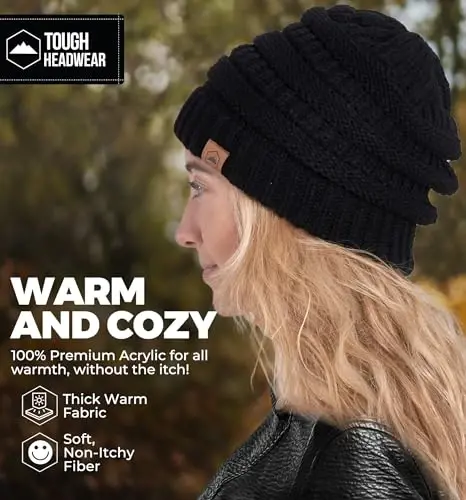 Tough Headwear Slouchy Beanie Hat - Itch-Free Winter Hats for Women - Stretchable Beanies for Women - Acrylic Winter Gear - 5