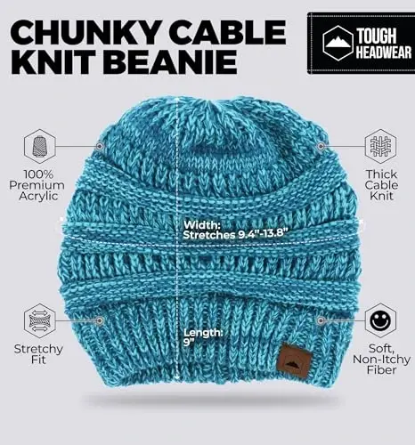 Tough Headwear Slouchy Beanie Hat - Itch-Free Winter Hats for Women - Stretchable Beanies for Women - Acrylic Winter Gear - 3