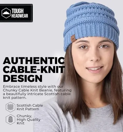 Tough Headwear Slouchy Beanie Hat - Ayollars uchun qichishmaydigan qishki bosh kiyimlar - Ayollars uchun cho'ziluvchan bosh kiyimlar - Akrildan yasalgan qishki kiyim - 2