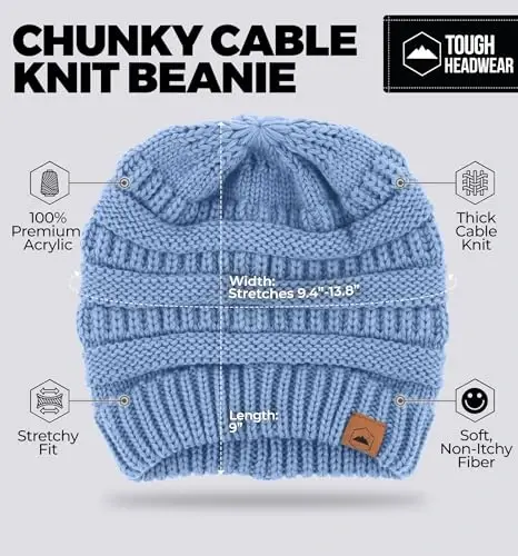 Tough Headwear Slouchy Beanie Hat - Ayollars uchun qichishmaydigan qishki bosh kiyimlar - Ayollars uchun cho'ziluvchan bosh kiyimlar - Akrildan yasalgan qishki kiyim - 3