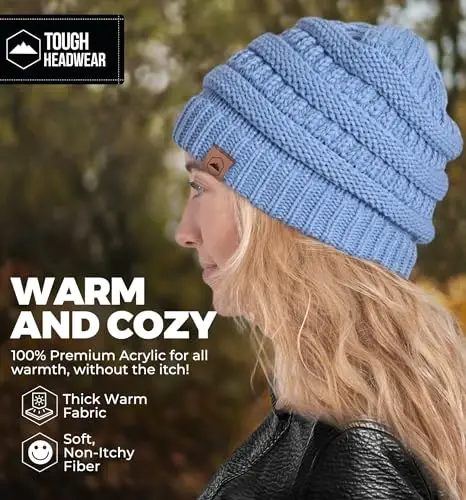 Tough Headwear Slouchy Beanie Hat - Ayollars uchun qichishmaydigan qishki bosh kiyimlar - Ayollars uchun cho'ziluvchan bosh kiyimlar - Akrildan yasalgan qishki kiyim - 5
