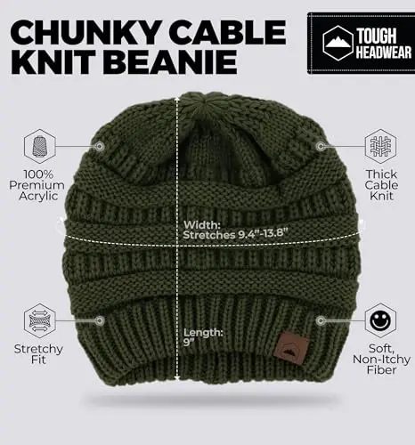 Tough Headwear Slouchy Beanie Hat - Itch-Free Winter Hats for Women - Stretchable Beanies for Women - Acrylic Winter Gear - 3