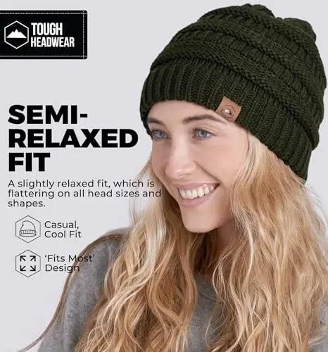 Tough Headwear Slouchy Beanie Hat - Itch-Free Winter Hats for Women - Stretchable Beanies for Women - Acrylic Winter Gear - 4
