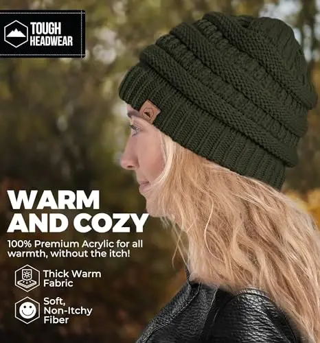 Tough Headwear Slouchy Beanie Hat - Itch-Free Winter Hats for Women - Stretchable Beanies for Women - Acrylic Winter Gear - 5