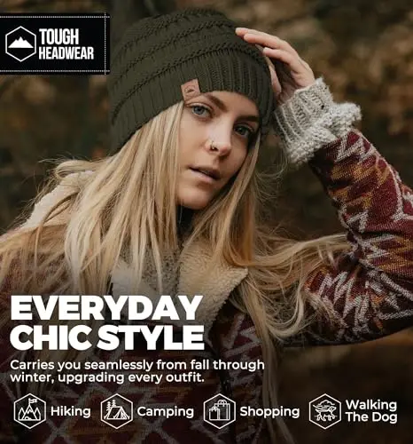 Tough Headwear Slouchy Beanie Hat - Itch-Free Winter Hats for Women - Stretchable Beanies for Women - Acrylic Winter Gear - 6