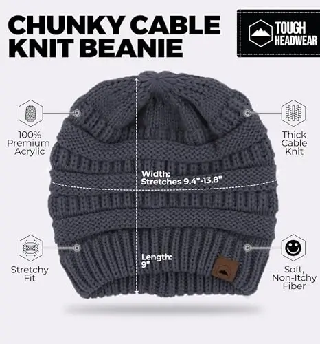Tough Headwear Slouchy Beanie Hat - Itch-Free Winter Hats for Women - Stretchable Beanies for Women - Acrylic Winter Gear - 3