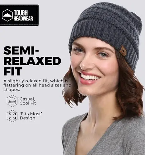 Tough Headwear Slouchy Beanie Hat - Itch-Free Winter Hats for Women - Stretchable Beanies for Women - Acrylic Winter Gear - 4