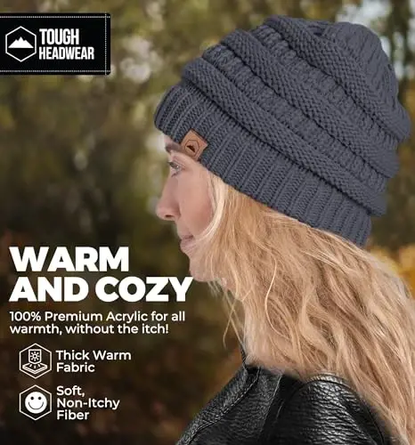 Tough Headwear Slouchy Beanie Hat - Itch-Free Winter Hats for Women - Stretchable Beanies for Women - Acrylic Winter Gear - 5