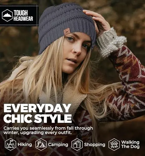 Tough Headwear Slouchy Beanie Hat - Itch-Free Winter Hats for Women - Stretchable Beanies for Women - Acrylic Winter Gear - 6