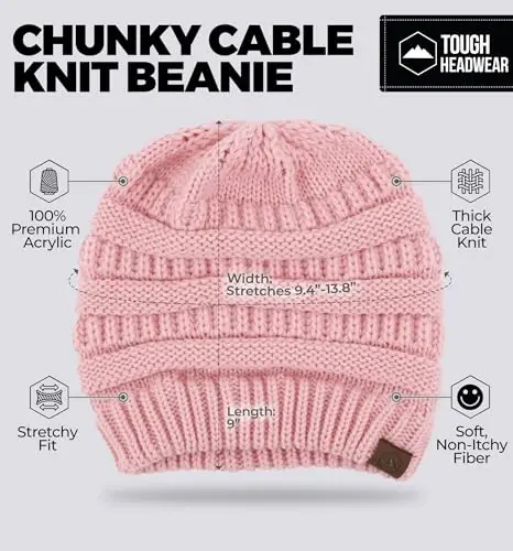 Tough Headwear Slouchy Beanie Hat - Itch-Free Winter Hats for Women - Stretchable Beanies for Women - Acrylic Winter Gear - 3