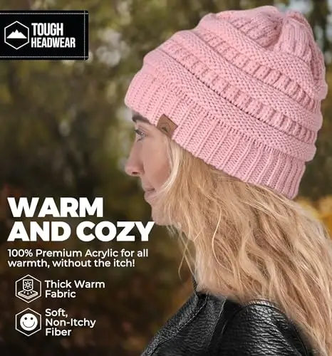 Tough Headwear Slouchy Beanie Hat - Itch-Free Winter Hats for Women - Stretchable Beanies for Women - Acrylic Winter Gear - 5