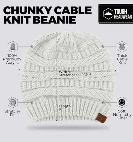 Tough Headwear Slouchy Beanie Hat - Itch-Free Winter Hats for Women - Stretchable Beanies for Women - Acrylic Winter Gear - 3