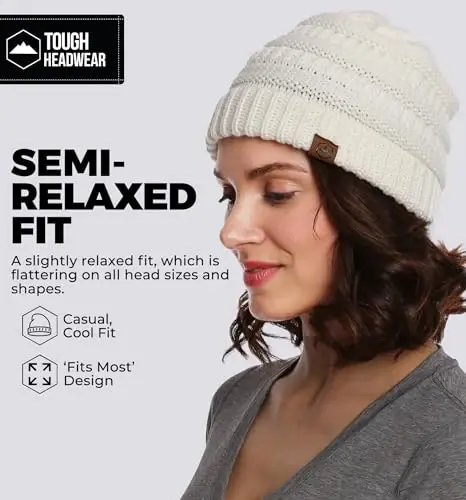 Tough Headwear Slouchy Beanie Hat - Itch-Free Winter Hats for Women - Stretchable Beanies for Women - Acrylic Winter Gear - 4