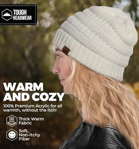 Tough Headwear Slouchy Beanie Hat - Itch-Free Winter Hats for Women - Stretchable Beanies for Women - Acrylic Winter Gear - 5