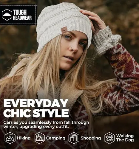 Tough Headwear Slouchy Beanie Hat - Itch-Free Winter Hats for Women - Stretchable Beanies for Women - Acrylic Winter Gear - 6