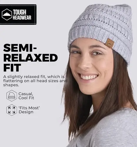 Tough Headwear Slouchy Beanie Hat - Itch-Free Winter Hats for Women - Stretchable Beanies for Women - Acrylic Winter Gear - 4