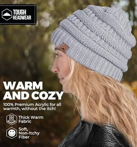 Tough Headwear Slouchy Beanie Hat - Itch-Free Winter Hats for Women - Stretchable Beanies for Women - Acrylic Winter Gear - 5