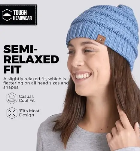 Tough Headwear Slouchy Beanie Hat - Женские Зимние Шапки Без Зуда - Тянущиеся Шапки для Женщин - Акриловая Зимняя Экипировка - 4