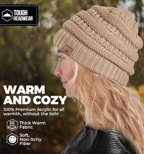 Tough Headwear женская зимняя шапка - тёплые шапки-бини крупной вязки - зимние шапки-бини для женщин на холодную погоду - шапки-бини для женщин - 5