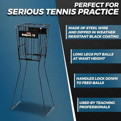 Tourna Ballport Premium Wire Tennis Hopper for Ball Pickup, Practice, and Transport - 3