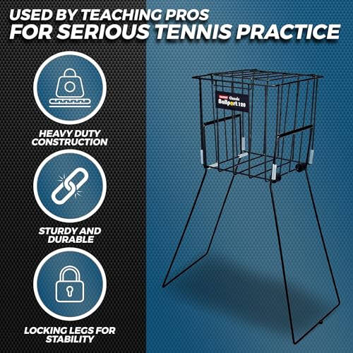 Tourna Ballport Premium Wire Tennis Hopper for Ball Pickup, Practice, and Transport - 4