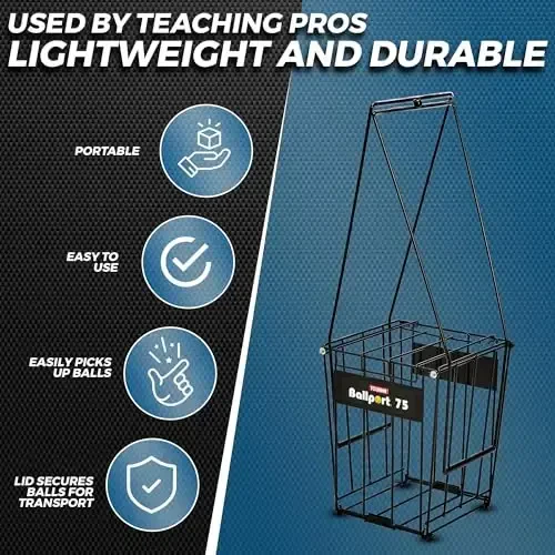 Tourna Ballport Premium Wire Tennis Hopper for Ball Pickup, Practice, and Transport - TOURNA (1)