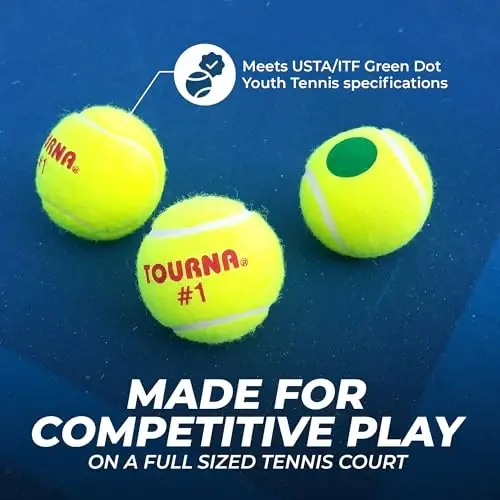 TOURNA Green Dot Low Compression Tennis Balls - 3