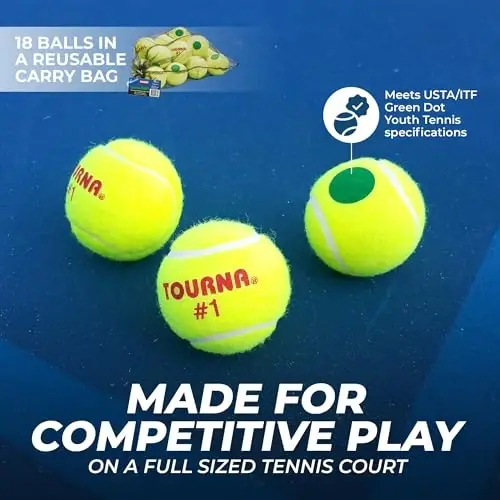 TOURNA Green Dot Low Compression Tennis Balls - 2