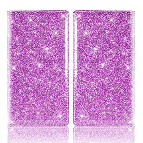 TOURSUIT Car Registration and Insurance Card Holder, Vehicle License Document Glove Box Compartment Organizer, Interior Car Accessories for Women Men Teens (Glitter Purple) - 3