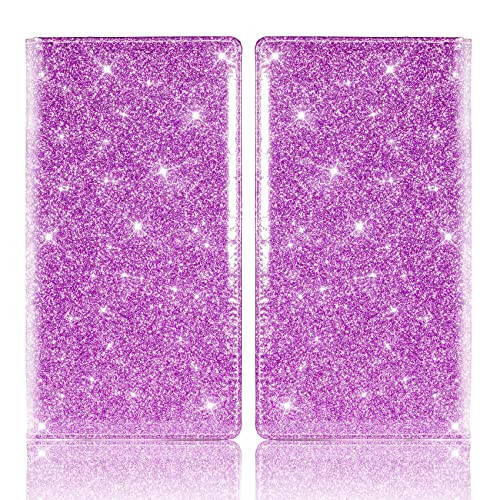 TOURSUIT Car Registration and Insurance Card Holder, Vehicle License Document Glove Box Compartment Organizer, Interior Car Accessories for Women Men Teens (Glitter Purple) - 3