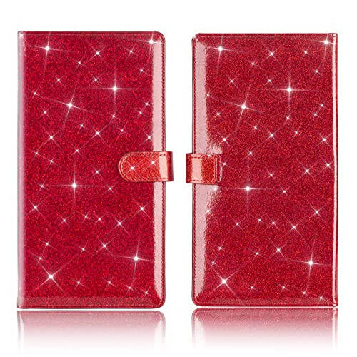 TOURSUIT Car Registration and Insurance Card Holder, Vehicle License Document Glove Box Compartment Organizer, Interior Car Accessories for Women Men Teens (Glitter Red) - 3